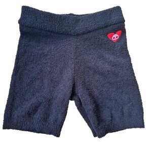Skelanimals Lounge Shorts Women MD Black Excellent Fuzzy Skull Heart Goth Emo